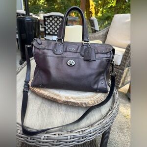 Coach Rhyder Shoulder Bag/Satchel metallic purple nickel hardware